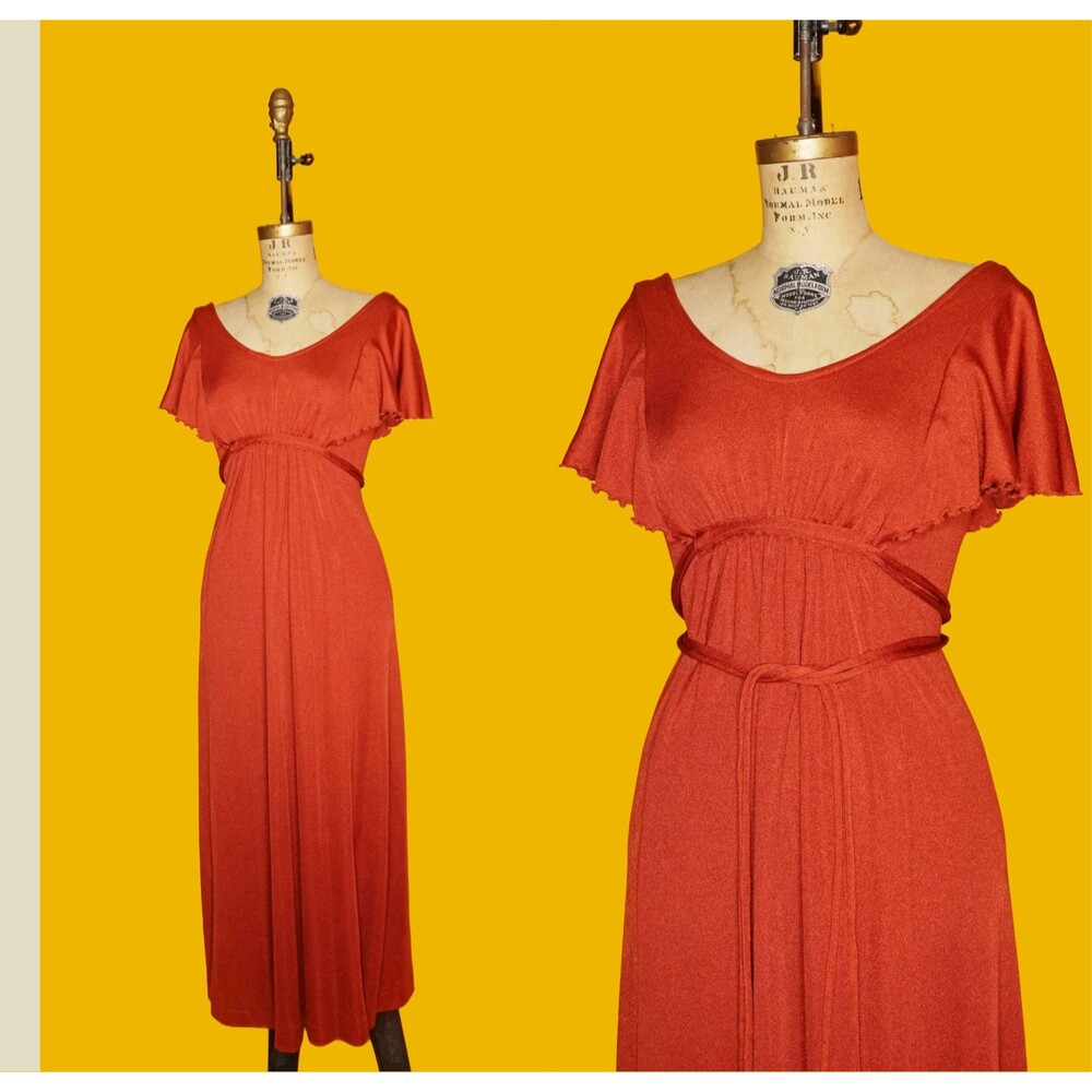 1970s ROBERTA CALIFORNIA Empire Waist DISCO Dress W/Adjustable Waist Straps. S-M